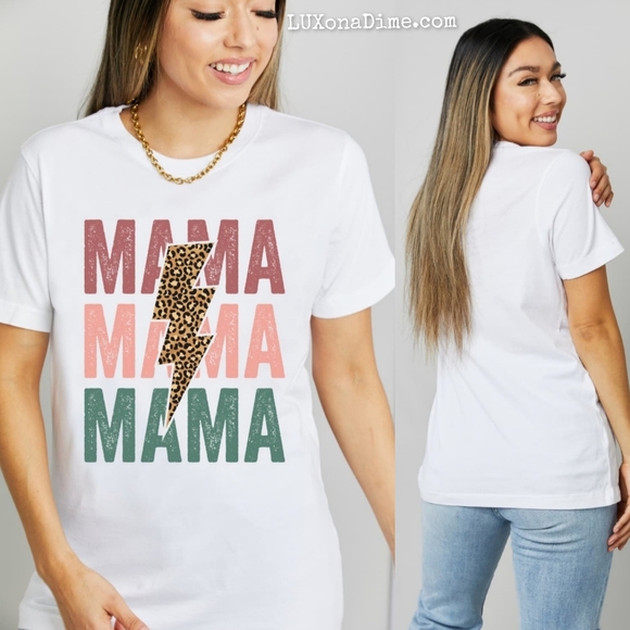 Cotton Leopard MAMA Colorful Graphic Short-sleeve Tee Shirt White - Picture 9 of 9